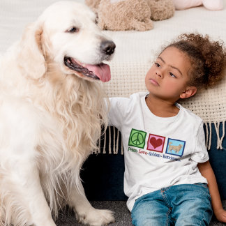 Peace Kärlek Golden Retrievers Cute Kids T Shirt