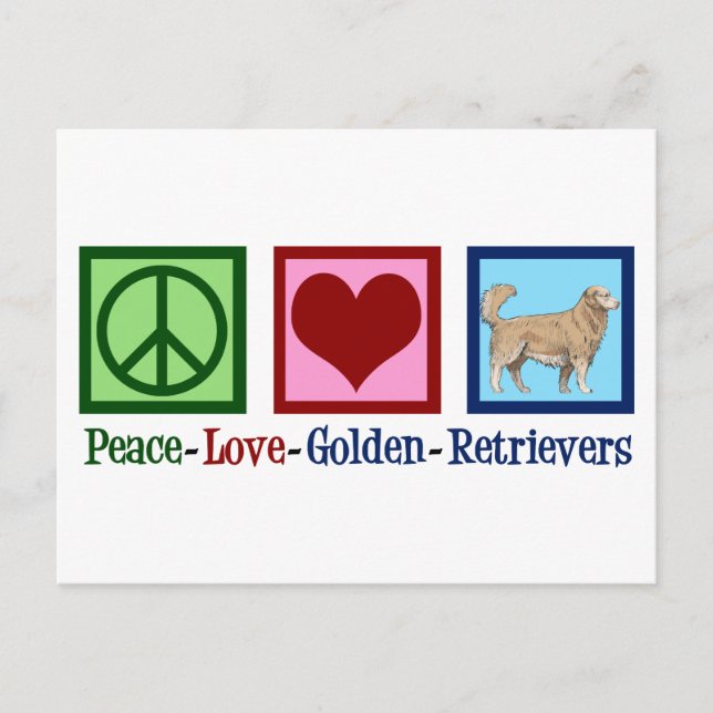 Peace Kärlek Golden Retrievers Vykort (Framsida)