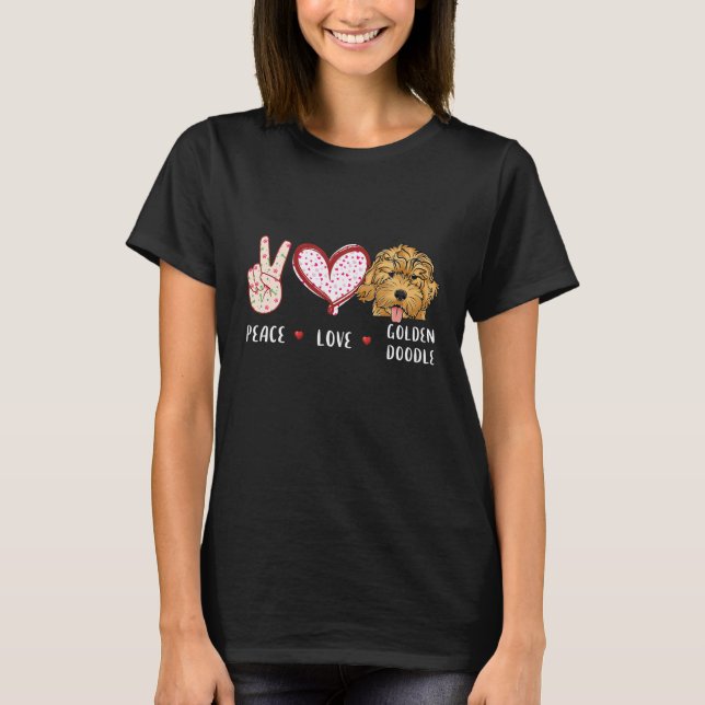 Peace Kärlek Goldendoodle Gift För manar Women Kid T Shirt (Framsida)