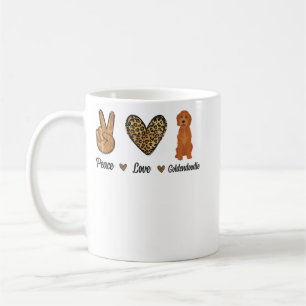Peace Kärlek Goldendoodle Leopard Älskare Pet Hund Kaffemugg