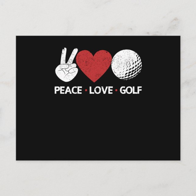 Peace Kärlek Golf Älskare Funny Golfer Fläkt Golf Vykort (Framsida)