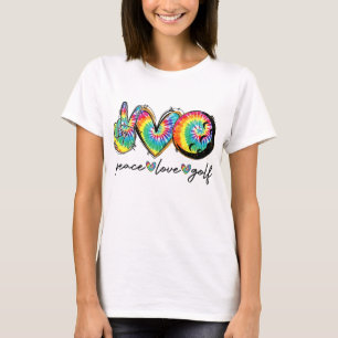 Peace Kärlek Golf Funny Tie Dye Golf Älskare T Shirt