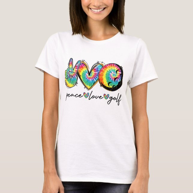Peace Kärlek Golf Funny Tie Dye Golf Älskare T Shirt (Framsida)