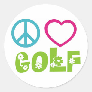 Peace Kärlek Golf Runt Klistermärke