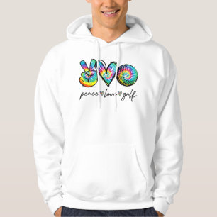 Peace Kärlek Golf Tie Dye Cute Golf Älskare Hoodie