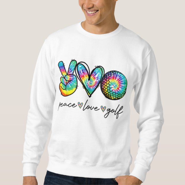 Peace Kärlek Golf Tie Dye Cute Golf Älskare Lång Ärmad Tröja (Framsida)