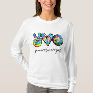 Peace Kärlek Golf Tie Dye Cute Golf Älskare T Shirt