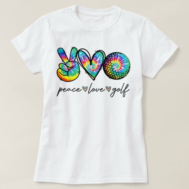 Peace Kärlek Golf Tie Dye Cute Golf Älskare T Shirt (Design framsida)