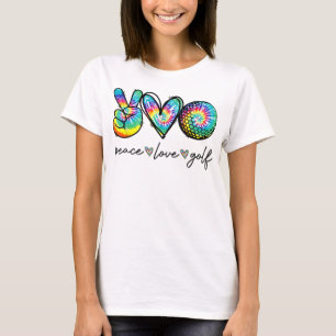 Peace Kärlek Golf Tie Dye Cute Golf Älskare T Shirt