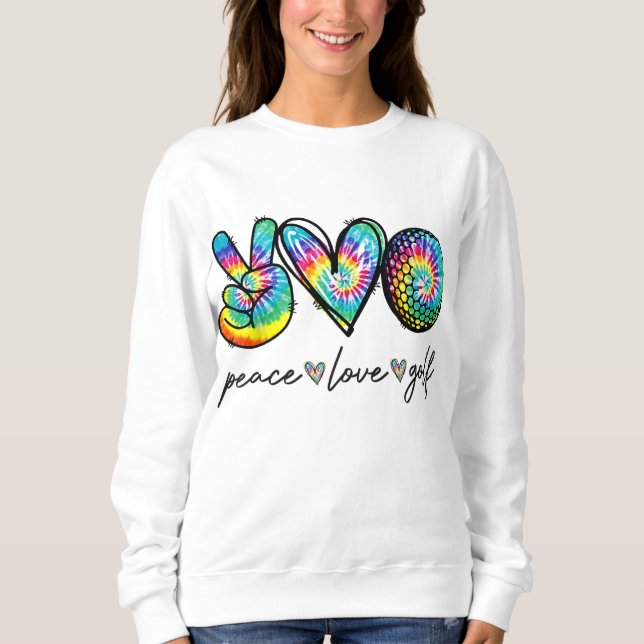 Peace Kärlek Golf Tie Dye Cute Golf Älskare T Shirt (Framsida)