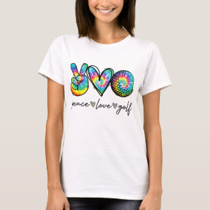 Peace Kärlek Golf Tie Dye Cute Golf Älskare T Shirt