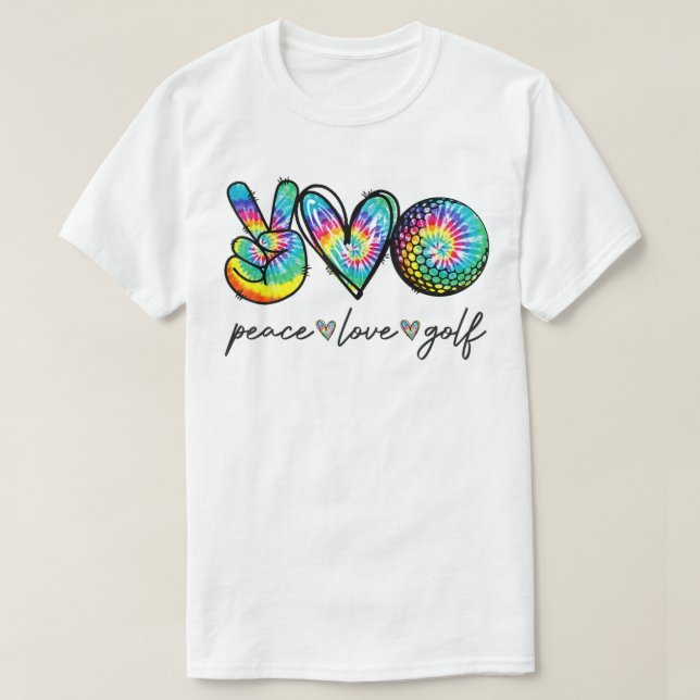Peace Kärlek Golf Tie Dye Cute Golf Älskare T Shirt (Design framsida)