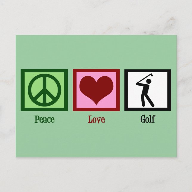 Peace Kärlek Golf Vykort (Framsida)