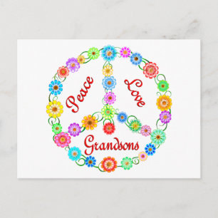 Peace Kärlek Grandsons Vykort