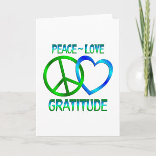 Peace Kärlek GRATITUDE Tack Kort