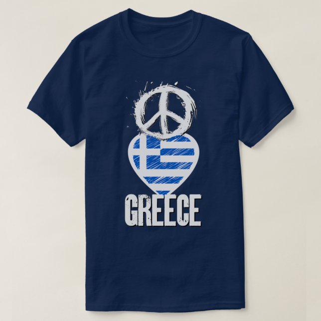 Peace Kärlek Grekland T Shirt (Design framsida)