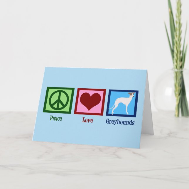 Peace Kärlek Greyhounds Helgkort (Framsida)