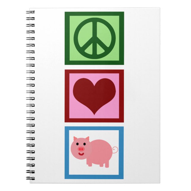 Peace Kärlek Grisar Anteckningsbok Med Spiral (Framsidan)