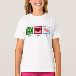 Peace Kärlek Grisar Cute Farm Girl T Shirt