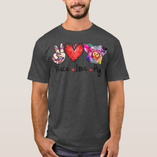 Peace Kärlek Grisar Funny Gris Älskare Farmer Flic T Shirt