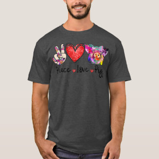 Peace Kärlek Grisar Funny Gris Älskare Farmer Flic T Shirt