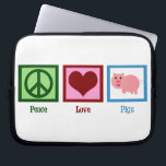 Peace Kärlek Grisar Laptop Sleeve<br><div class="desc">Ett söt grönt fredstecken,  rött hjärta och ett sött rosa gris. Jag är min favorit på gåvor från gårdarna i kärlek och grisar.</div>