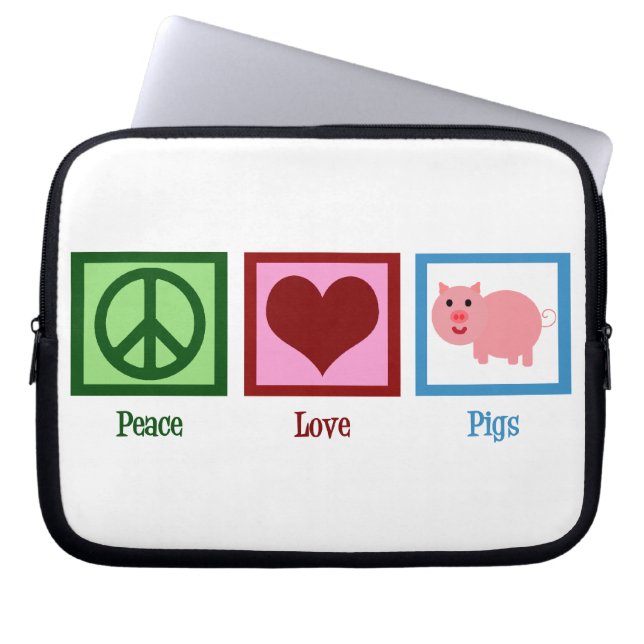 Peace Kärlek Grisar Laptop Sleeve (Framsidan)