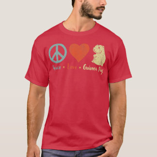 Peace Kärlek Guinea Grisar Älskare Wheek Retro Pre T Shirt