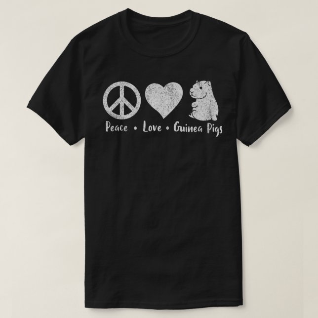 Peace Kärlek Guinea Grisar Älskare Wheek Retro Pre T Shirt (Design framsida)
