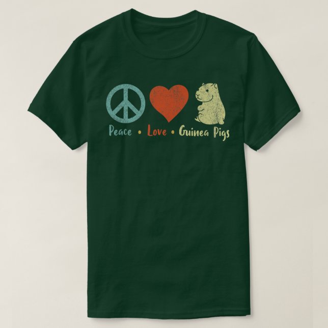 Peace Kärlek Guinea Grisar Älskare Wheek Retro Pre T Shirt (Design framsida)