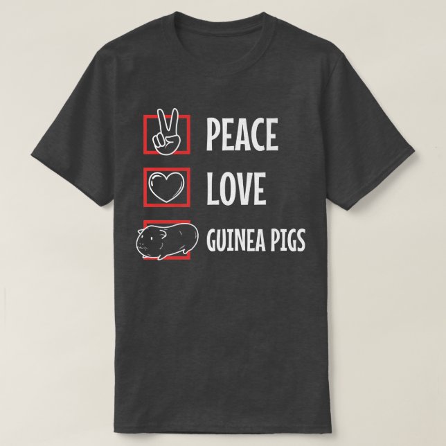 Peace Kärlek Guinea-Grisar Premium 4319 T Shirt (Design framsida)