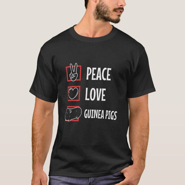 Peace Kärlek Guinea Grisar T Shirt (Framsida)