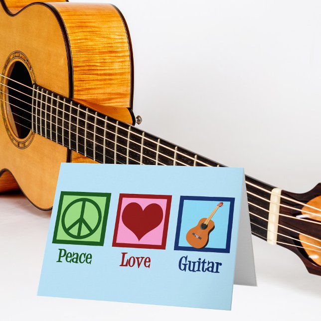 Peace Kärlek Guitar Helgkort (Skapare uppladdad)