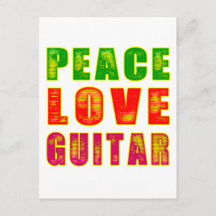 Peace Kärlek Guitar Vykort