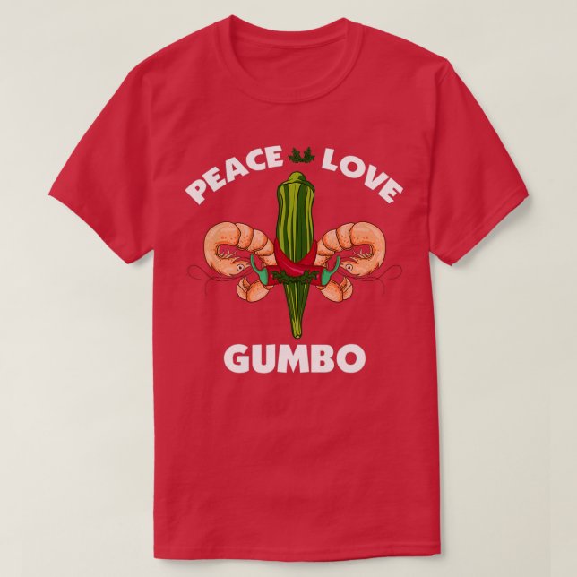 Peace Kärlek Gumbo Louisiana T Shirt (Design framsida)