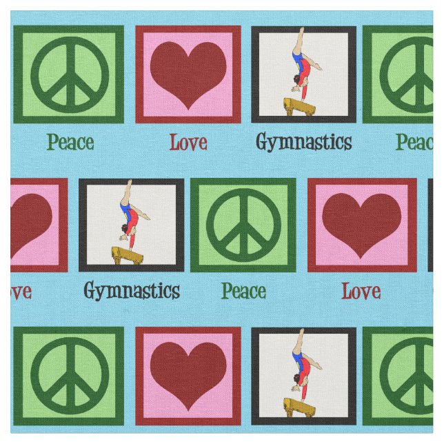 Peace Kärlek Gymnastics Cute Gymnast Tyg (Närbild)