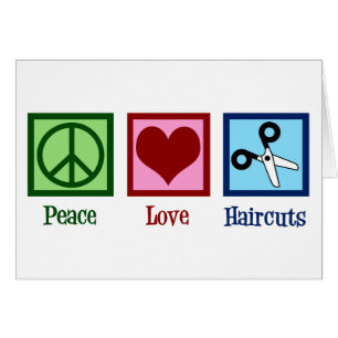 Peace Kärlek Haircut Hair Salon Helgdag Card Hälsningskort