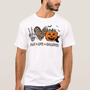 Peace Kärlek Halloween Happy halloween Pumpkin Leo T Shirt