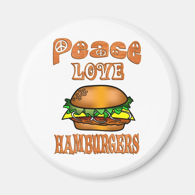 Peace Kärlek Hamburgers Magnet (Framsidan)