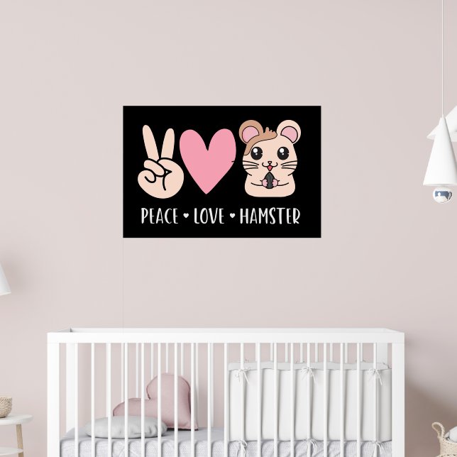 Peace Kärlek Hamster Funny Cute Hamster Älskare Gi Poster (Barnkammare 2)