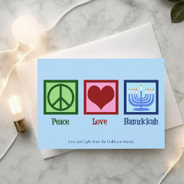 Peace Kärlek Hanukkah Cute Anpassningsbar Blue Julkort