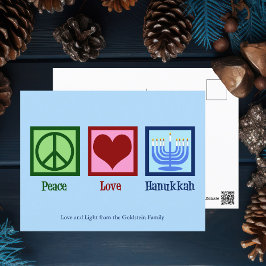 Peace Kärlek Hanukkah Cute Anpassningsbar Blue Vykort