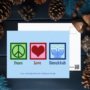 Peace Kärlek Hanukkah Cute Anpassningsbar Blue Vykort