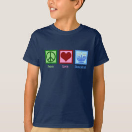Peace Kärlek Hanukkah Cute Blue Kids Tee Shirt