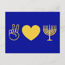 Peace Kärlek & Hanukkah | Guld Version Vykort