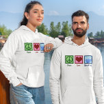 Peace Kärlek Hanukkah Hoodie<br><div class="desc">Peace Kärlek Hanukkah unisex hoodie för en judisk man eller kvinna som tycker om att fira Chanukah. Ett söt fredstecken,  hjärta och en vacker menorah.</div>