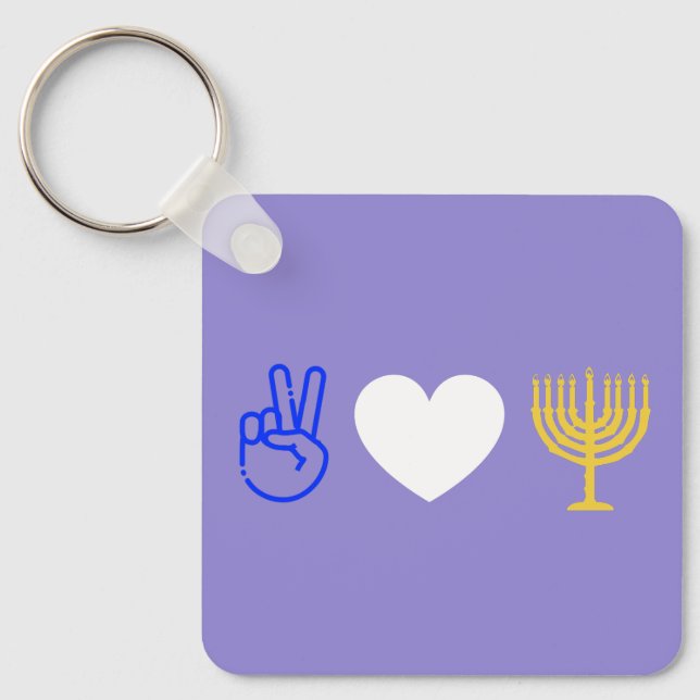 Peace Kärlek & Hanukkah Keychain Nyckelring (Framsida)