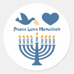 Peace Kärlek Hanukkah Runt Klistermärke
