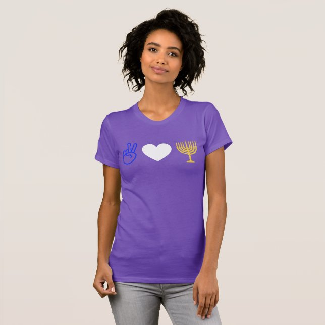 Peace Kärlek & Hanukkah T-Shirt (Hel framsida)