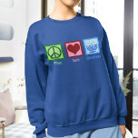 Peace Kärlek Hanukkah T Shirt<br><div class="desc">Fredsskjorta i Kärlek Hanukkah för en judisk kvinna som gillar att fira Chanukah. Ett söt fredstecken,  hjärta och en vacker menorah.</div>